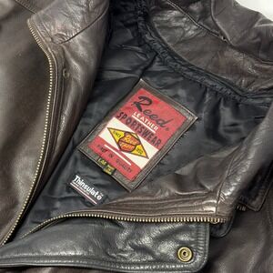 Reed Leather Sportswear Brown Leather Car Coat Men L Thinsulate Insulated Jacket